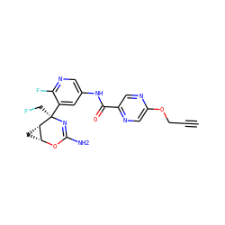 C#CCOc1cnc(C(=O)Nc2cnc(F)c([C@@]3(CF)N=C(N)O[C@@H]4C[C@@H]43)c2)cn1 ZINC000226081463