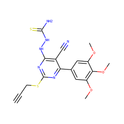 C#CCSc1nc(NNC(N)=S)c(C#N)c(-c2cc(OC)c(OC)c(OC)c2)n1 ZINC000215983187