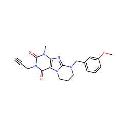 C#CCn1c(=O)c2c(nc3n2CCCN3Cc2cccc(OC)c2)n(C)c1=O ZINC000103251205