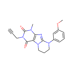 C#CCn1c(=O)c2c(nc3n2CCCN3c2cccc(OC)c2)n(C)c1=O ZINC000103251254