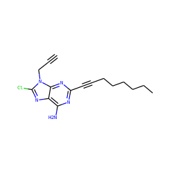 C#CCn1c(Cl)nc2c(N)nc(C#CCCCCCC)nc21 ZINC000142973010
