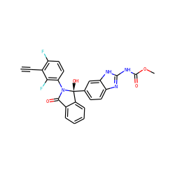 C#Cc1c(F)ccc(N2C(=O)c3ccccc3[C@@]2(O)c2ccc3nc(NC(=O)OC)[nH]c3c2)c1F ZINC000231467612