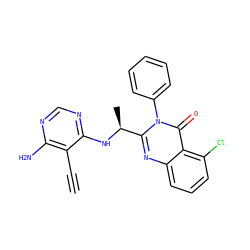 C#Cc1c(N)ncnc1N[C@@H](C)c1nc2cccc(Cl)c2c(=O)n1-c1ccccc1 ZINC000653861714
