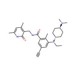 C#Cc1cc(C(=O)NCc2c(C)cc(C)[nH]c2=O)c(C)c(N(CC)[C@H]2CC[C@H](N(C)C)CC2)c1 ZINC001772613783
