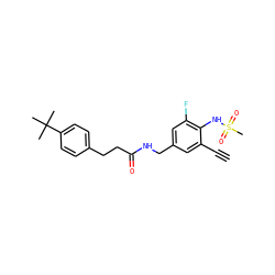 C#Cc1cc(CNC(=O)CCc2ccc(C(C)(C)C)cc2)cc(F)c1NS(C)(=O)=O ZINC000036478555