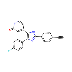 C#Cc1ccc(-c2nc(-c3ccc(F)cc3)c(-c3cc[nH]c(=O)c3)[nH]2)cc1 ZINC000299833229