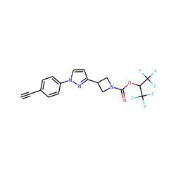 C#Cc1ccc(-n2ccc(C3CN(C(=O)OC(C(F)(F)F)C(F)(F)F)C3)n2)cc1 ZINC001772634994