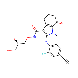 C#Cc1ccc(Nc2c(C(=O)NOC[C@H](O)CO)c3c(n2C)C(=O)CCC3)c(F)c1 ZINC000084615775