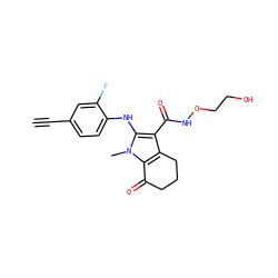 C#Cc1ccc(Nc2c(C(=O)NOCCO)c3c(n2C)C(=O)CCC3)c(F)c1 ZINC000084615772