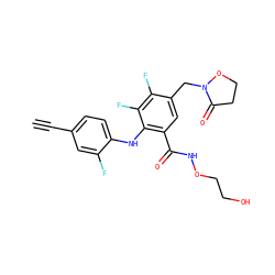 C#Cc1ccc(Nc2c(C(=O)NOCCO)cc(CN3OCCC3=O)c(F)c2F)c(F)c1 ZINC000038269424
