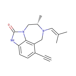 C#Cc1ccc2[nH]c(=O)n3c2c1CN(C=C(C)C)[C@@H](C)C3 ZINC000101632336