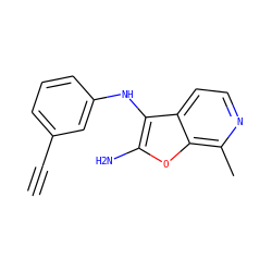 C#Cc1cccc(Nc2c(N)oc3c(C)nccc23)c1 ZINC000223011370