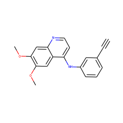 C#Cc1cccc(Nc2ccnc3cc(OC)c(OC)cc23)c1 ZINC000049073055