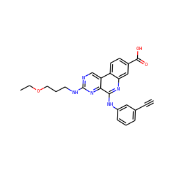 C#Cc1cccc(Nc2nc3cc(C(=O)O)ccc3c3cnc(NCCCOCC)nc23)c1 ZINC000139998618
