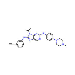 C#Cc1cccc(Nc2nc3cnc(Nc4ccc(N5CCN(C)CC5)cc4)nc3n2C(C)C)c1 ZINC000198985071
