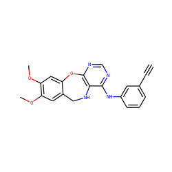 C#Cc1cccc(Nc2ncnc3c2NCc2cc(OC)c(OC)cc2O3)c1 ZINC000038149530