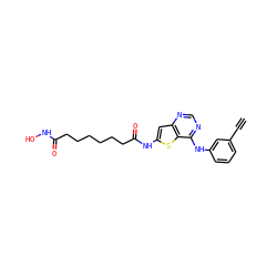 C#Cc1cccc(Nc2ncnc3cc(NC(=O)CCCCCCC(=O)NO)sc23)c1 ZINC001772573605