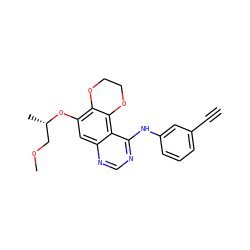 C#Cc1cccc(Nc2ncnc3cc(O[C@@H](C)COC)c4c(c23)OCCO4)c1 ZINC000653878733