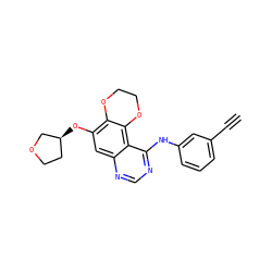 C#Cc1cccc(Nc2ncnc3cc(O[C@H]4CCOC4)c4c(c23)OCCO4)c1 ZINC000653861921