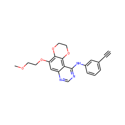 C#Cc1cccc(Nc2ncnc3cc(OCCOC)c4c(c23)OCCO4)c1 ZINC000653886972