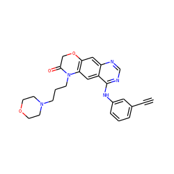 C#Cc1cccc(Nc2ncnc3cc4c(cc23)N(CCCN2CCOCC2)C(=O)CO4)c1 ZINC000653724982