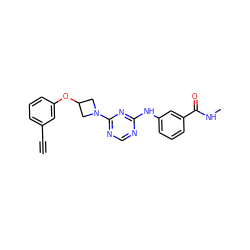 C#Cc1cccc(OC2CN(c3ncnc(Nc4cccc(C(=O)NC)c4)n3)C2)c1 ZINC001772655525