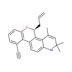 C#Cc1cccc2c1-c1ccc3c(c1[C@H](CC=C)O2)C(C)=CC(C)(C)N3 ZINC000013493613
