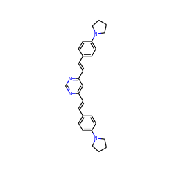 C(=C/c1cc(/C=C/c2ccc(N3CCCC3)cc2)ncn1)\c1ccc(N2CCCC2)cc1 ZINC000095577059