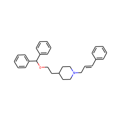 C(=C/c1ccccc1)\CN1CCC(CCOC(c2ccccc2)c2ccccc2)CC1 ZINC000013778617
