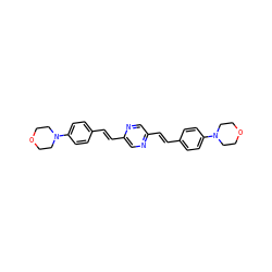 C(=C/c1cnc(/C=C/c2ccc(N3CCOCC3)cc2)cn1)\c1ccc(N2CCOCC2)cc1 ZINC000095575090