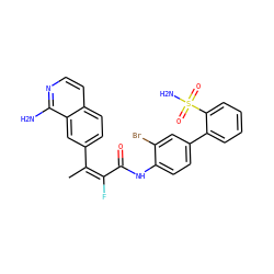 C/C(=C(\F)C(=O)Nc1ccc(-c2ccccc2S(N)(=O)=O)cc1Br)c1ccc2ccnc(N)c2c1 ZINC000026173538