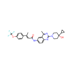 C/C(=C\C(=O)Nc1ccc2nc(N3CCC(O)(C4CC4)CC3)nc(C)c2c1)c1ccc(OC(F)(F)F)cc1 ZINC000084632867