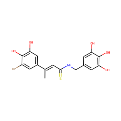 C/C(=C\C(=S)NCc1cc(O)c(O)c(O)c1)c1cc(O)c(O)c(Br)c1 ZINC000169685061