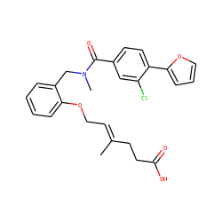 C/C(=C\COc1ccccc1CN(C)C(=O)c1ccc(-c2ccco2)c(Cl)c1)CCC(=O)O ZINC001772650326