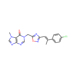 C/C(=C\c1noc(Cn2cnc3ncn(C)c3c2=O)n1)c1ccc(Cl)cc1 ZINC000653727809