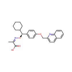 C/C(=N/O[C@H](c1ccc(OCc2ccc3ccccc3n2)cc1)C1CCCCC1)C(=O)O ZINC000013557912