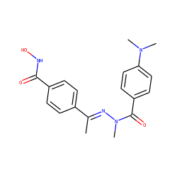 C/C(=N\N(C)C(=O)c1ccc(N(C)C)cc1)c1ccc(C(=O)NO)cc1 ZINC000653691221