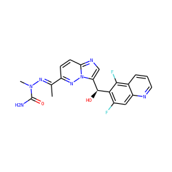 C/C(=N\N(C)C(N)=O)c1ccc2ncc([C@H](O)c3c(F)cc4ncccc4c3F)n2n1 ZINC000096169135