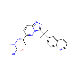 C/C(=N\N(C)C(N)=O)c1ccc2nnc(C(C)(C)c3ccc4ncccc4c3)n2n1 ZINC000096169160