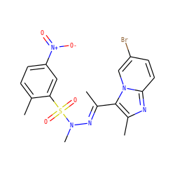 C/C(=N\N(C)S(=O)(=O)c1cc([N+](=O)[O-])ccc1C)c1c(C)nc2ccc(Br)cn12 ZINC000028652809
