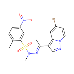 C/C(=N\N(C)S(=O)(=O)c1cc([N+](=O)[O-])ccc1C)c1cnn2ccc(Br)cc12 ZINC000082156416