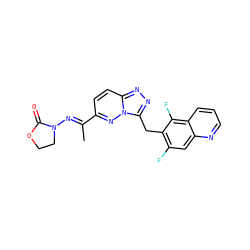 C/C(=N\N1CCOC1=O)c1ccc2nnc(Cc3c(F)cc4ncccc4c3F)n2n1 ZINC000096169156