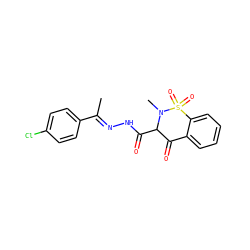 C/C(=N\NC(=O)C1C(=O)c2ccccc2S(=O)(=O)N1C)c1ccc(Cl)cc1 ZINC000102836543