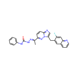 C/C(=N\NC(=O)Nc1ccccc1)c1ccc2ncc(Cc3cc4cccnc4cc3F)n2n1 ZINC000096169114