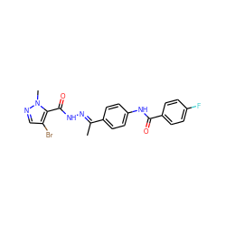C/C(=N\NC(=O)c1c(Br)cnn1C)c1ccc(NC(=O)c2ccc(F)cc2)cc1 ZINC000008455922