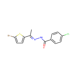 C/C(=N\NC(=O)c1ccc(Cl)cc1)c1ccc(Br)s1 ZINC000004567989