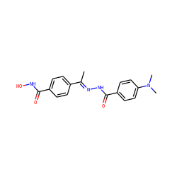 C/C(=N\NC(=O)c1ccc(N(C)C)cc1)c1ccc(C(=O)NO)cc1 ZINC000653785034