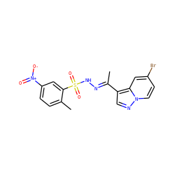 C/C(=N\NS(=O)(=O)c1cc([N+](=O)[O-])ccc1C)c1cnn2ccc(Br)cc12 ZINC000082151933
