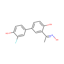 C/C(=N\O)c1cc(-c2ccc(O)c(F)c2)ccc1O ZINC000299870164