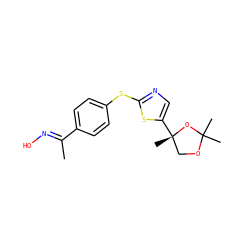 C/C(=N\O)c1ccc(Sc2ncc([C@@]3(C)COC(C)(C)O3)s2)cc1 ZINC000013743627
